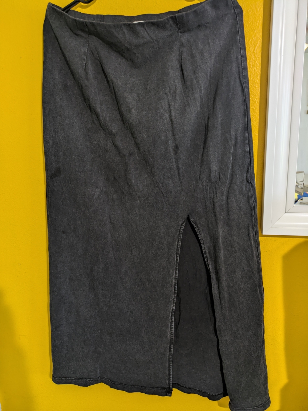 Z Supply Washed Black Midi Skirt with Front Slit And Shirt Set